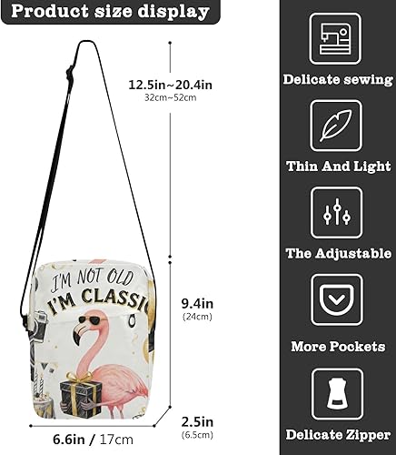 Miniatura 3 de 60s Birthday Vintage Style Flamingo messenger bag for women crossbody Crossbody Bags For Women Womens Cross Body Purse Shoulder Handbag Adjustable