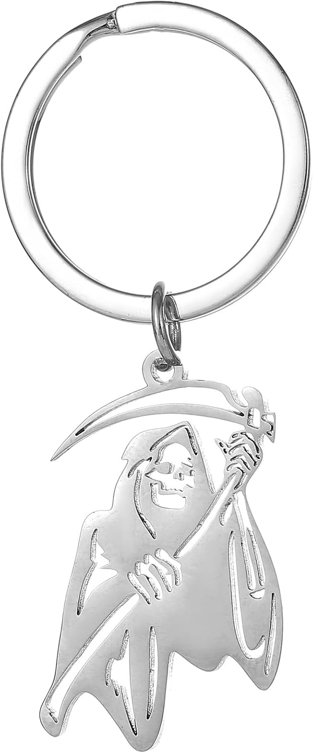 Gothic Grim Reaper Keychain Zinc Alloy Skull Keyring for Purse Car Keys Accessories Halloween Charms