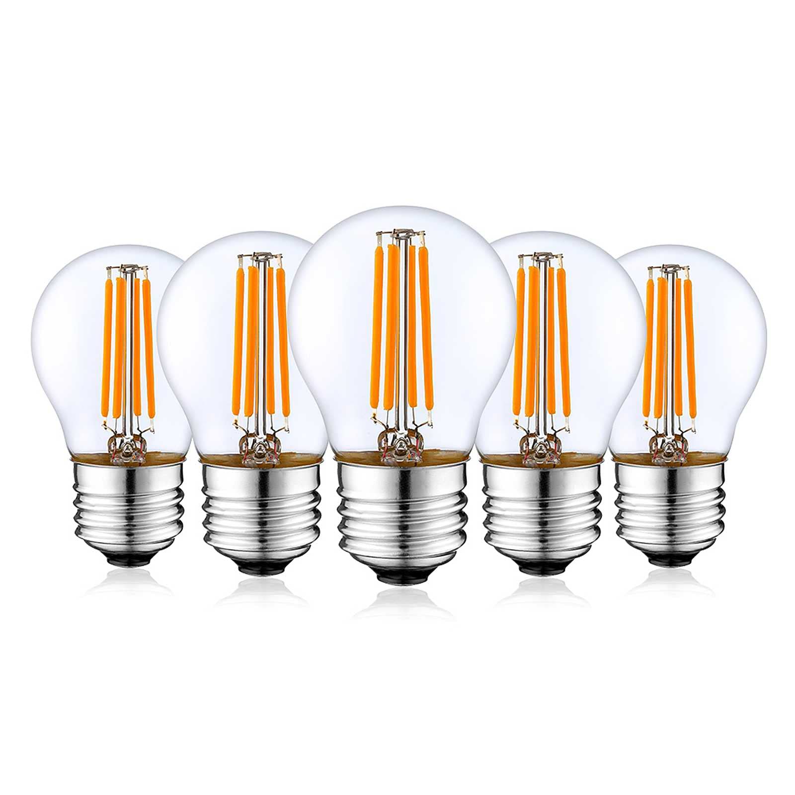 KUNOQXHA Dimmable G45 LED Edison Bulb, 4W LED Filament Light Bulb 40W Equivalent 2700K Warm White 400lm E26 E27 Base Vintage Globe Bulb for Home Pendent Chandelier Antique Light Fixtures 5 Pack