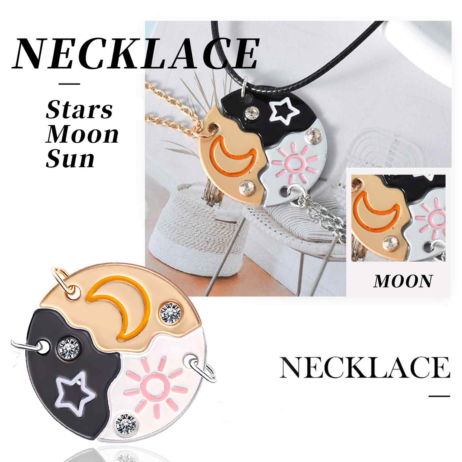 3 Piezas Conjunto de Collares de Amistad Colgantes para Mejores Amigas - Regalo de Cumpleaños Ideal para 3 Niñas. ¡Expresa tu amistad con estilo con este BFF Collar(Plata Oro Negro)