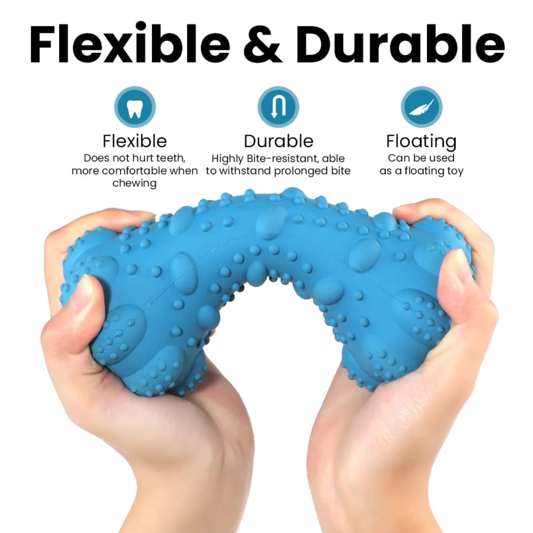 Skyglow PET SUPPLIES Tough Rubber Dog Chew Toy. Safe, non toxic, 4-in-1: Chewer, Teeth Grinder - Image 4