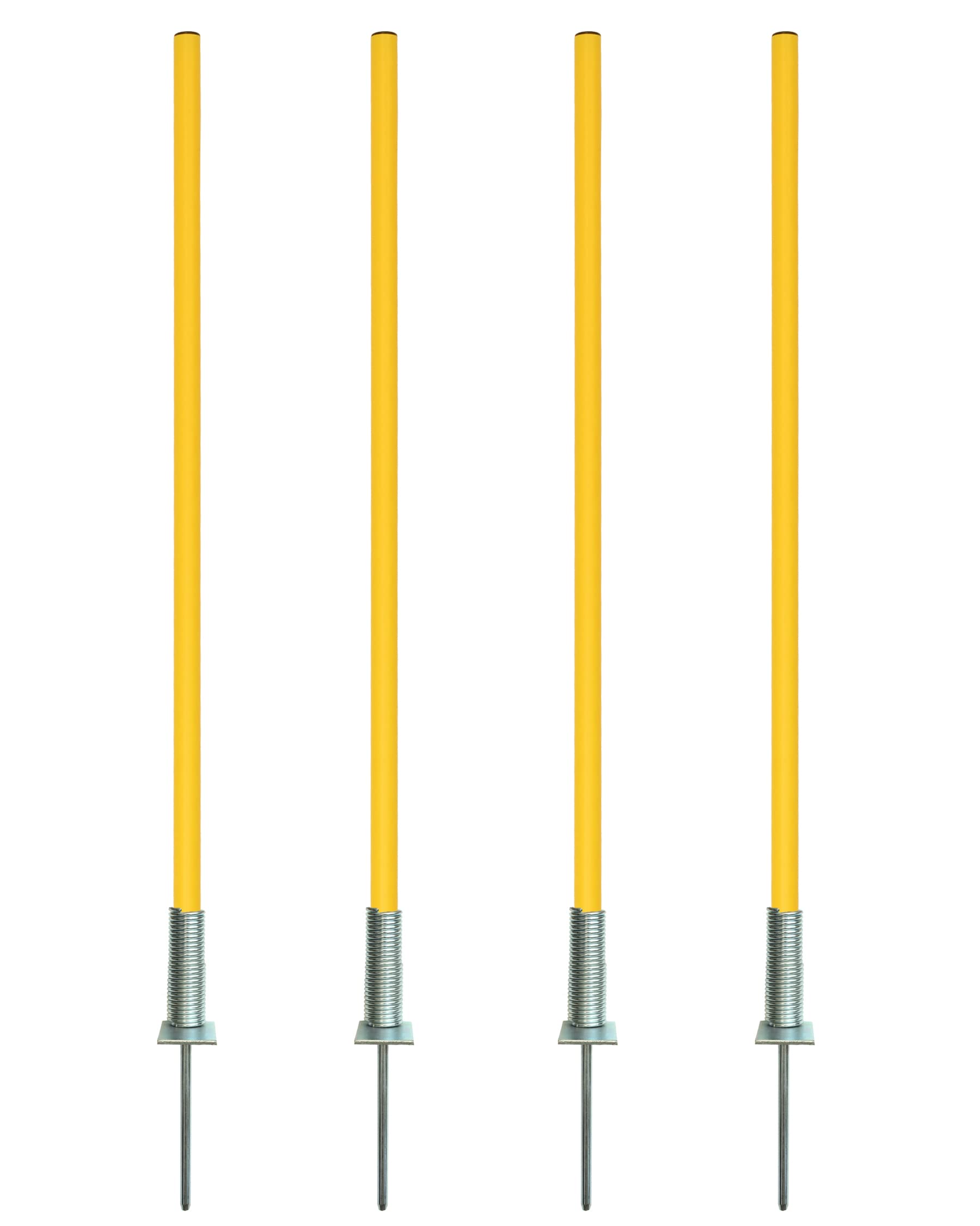 Kombi-Kippfuß aus Metall mit Slalomstange 100 cm – 4er Set – Stange mit Federgelenk – Slalom- & Koordinationstraining – für Fußball, Leichtathletik & Hundesport – Agility-Stangen