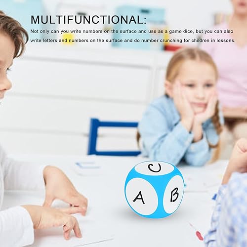 Miniatura 4 de Alomejor Dados de borrado en seco cúbicos, portátiles, limpiables, para escribir y limpiar, para enseñar a los niños (azul)