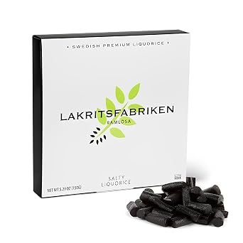 Lakritsfabriken Premium Licorice - Soft Salty Black Licorice Candy - Vegan Candy, Gluten-Free, Dairy-Free, Nut-Free Juicy Candy - Healthy Gourmet Candies - Swedish Pastilles & Travel Candy - 5.29 oz