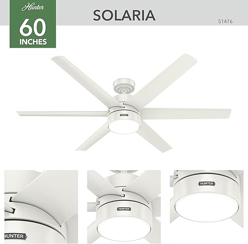 Miniatura 3 de Hunter Ventilador de techo Solaria blanco fresco de 60 pulgadas con kit de luz LED y control de pared