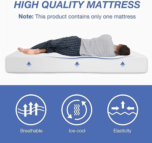 Miniatura 43 de Colchón matrimonial de 6 pulgadas de espuma viscoelástica de gel para un sueño fresco y alivio de presión, colchón firme medio tamaño matrimonial