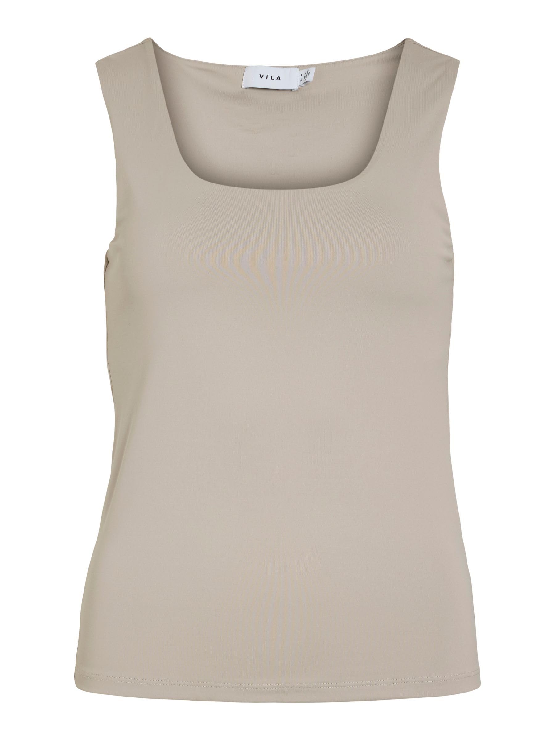 Vila Vikenza Women's U-Neck S/L Tank Top Noos, Silver Gray, L