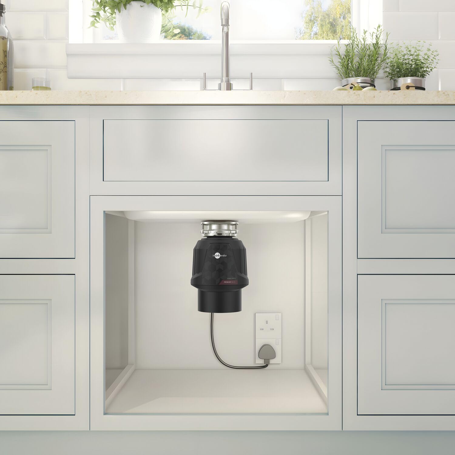 Insinkerator Premium 550 EC - Tritatutto per rifiuti da cucina con motore a induzione da 0,5 CV e interruttore dell'aria