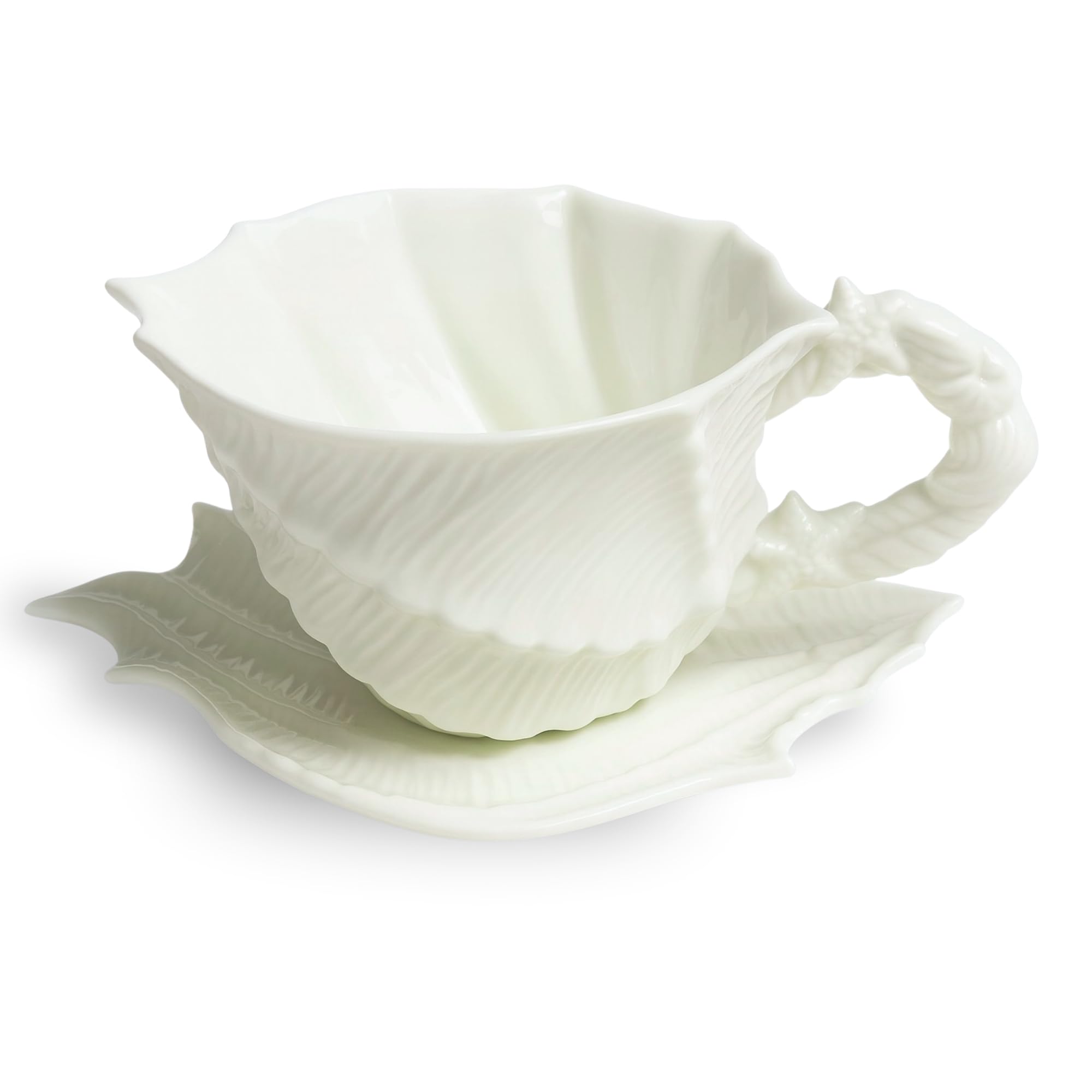 Amazon.com: Blue Sky Ceramics Shell Figural Cup & Saucer White