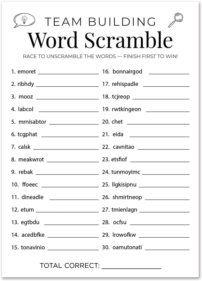 InvitationHouse Team Building Office Party Word Scramble Game - Set of 30