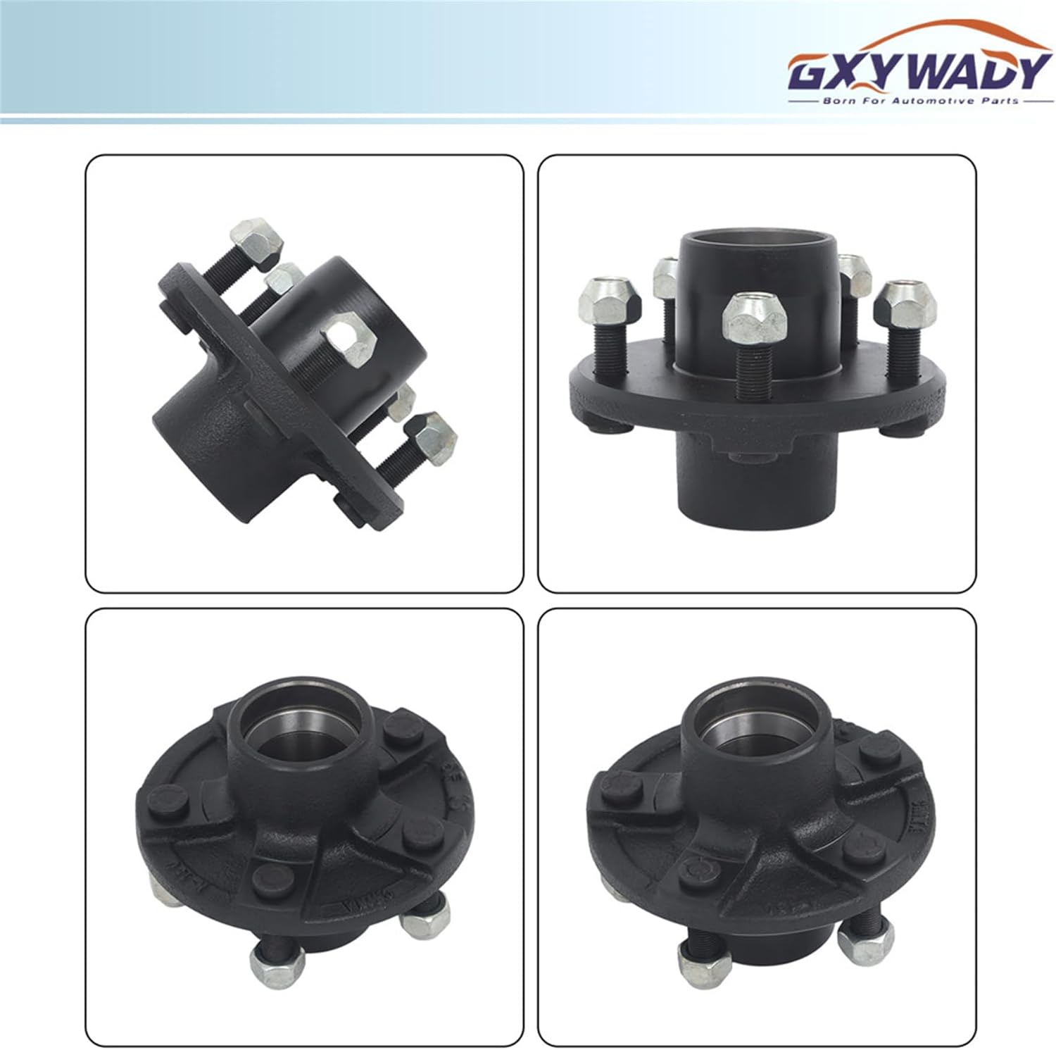 GXYWADY 5 on 4.5 Inch Trailer Hub Kit and 1 Inch Square BT8 Spindle with Trailer Bearing Kit
