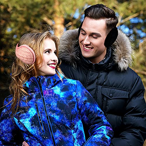 Ficerd 4 Pieces Unisex Warm Knit Earmuffs Furry Fleece Winter Ear Muffs Foldable Ear Covers Soft Pure Color Ear Warmer For Women Men Outdoor Activities #TOP5