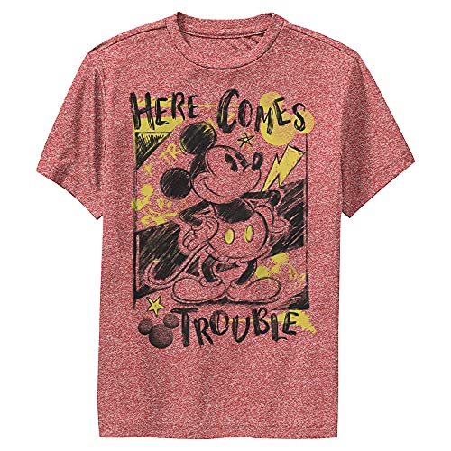 T-shirt Disney Trouble pour garçon rouge chiné taille L