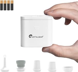Flextailgear Battery-powered Tropo 2 Portable Electric Tiny Air Pump Quick Backpacking Small Inflator Deflator for Air Bed Mattress, Sleeping Pad, Swimming Ring, Pool Inflatables, Vacuum Bags