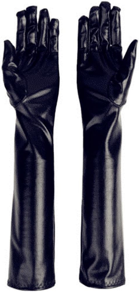 DreamHigh Women's 17" Long Metalic Satin Cosplay Finger Gloves - Image 4