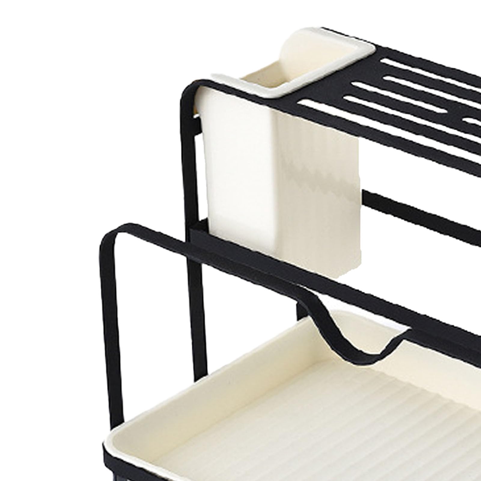 Porte - Baguettes Égouttoir, Support D'ustensiles De Cuisine Multifonctionnel En Acier Carbone Et PP Avec Bac De Récupération, Organisez Baguettes Cuillères Fourchettes Pour Maison (Noire)