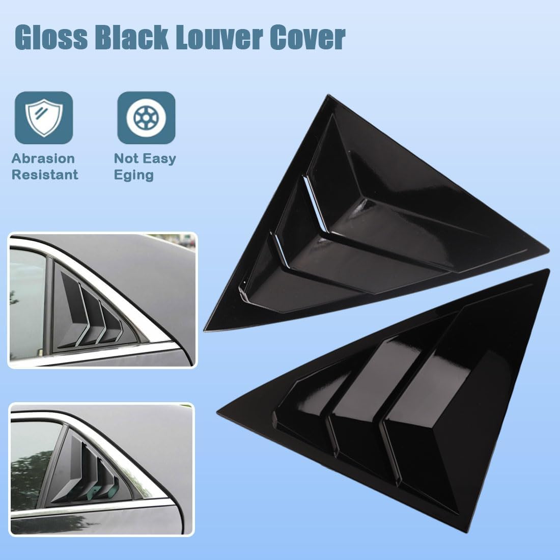XITER 2PCS ABS Carbon Fibre Racing Style ABS Rear Side Window Louvers Air Vent Scoop Shades Cover Blinds for Honda 7th Accord 2003-2007,Black