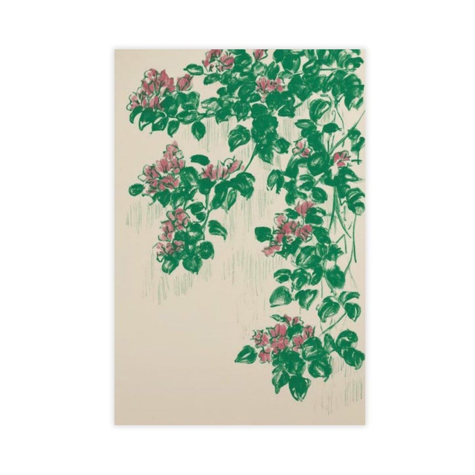 Lxwnze Silver Bougainvillea Courtyard,Mediterranean Garden Art Canvas Poster Bedroom Decor Landscape Office Room Decor Gift 24" L X 36" W