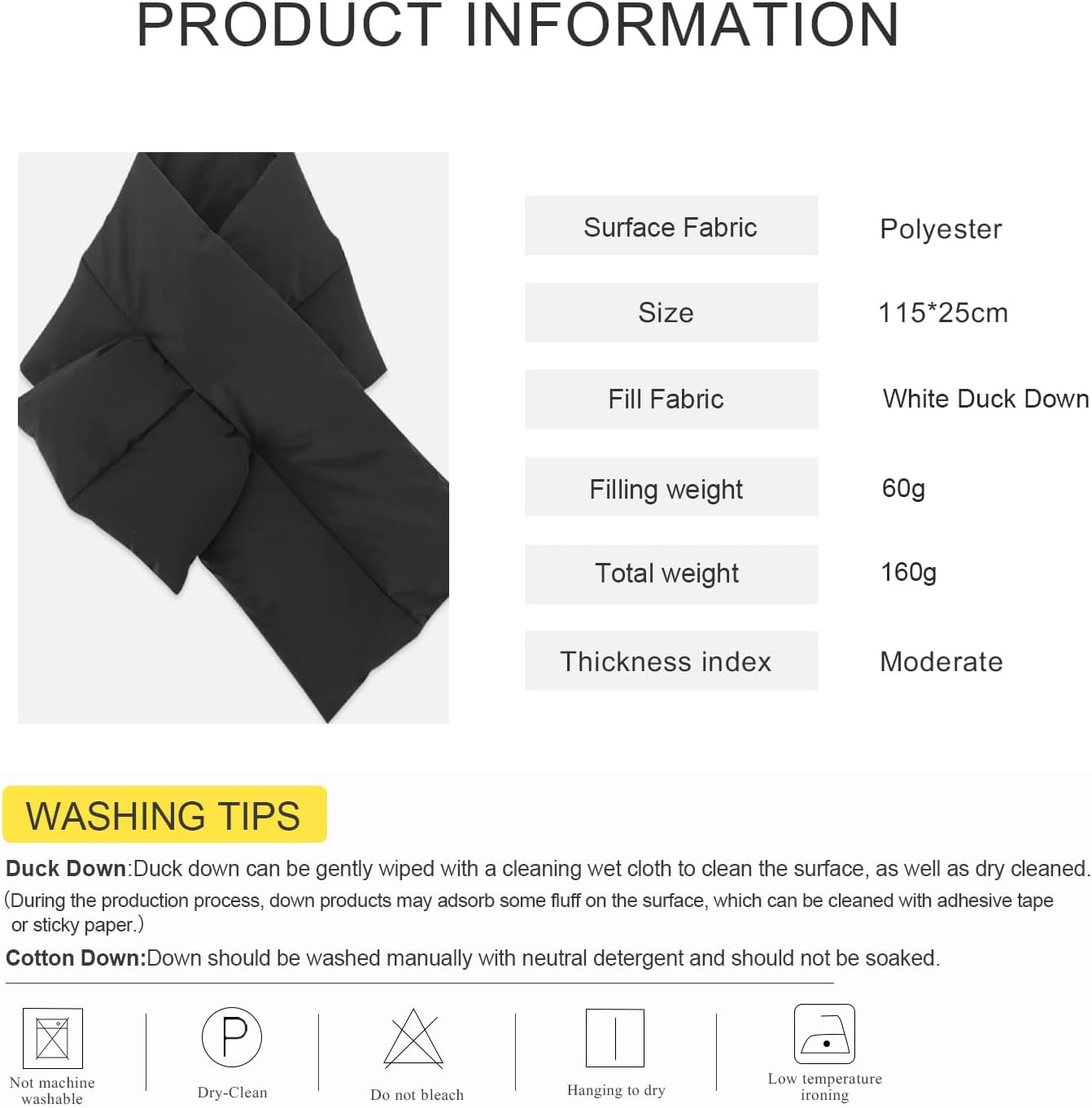 Winter Down Scarf Women Men Down Filling Foldable Plain Waterproof Ultralight Neck Warmer For Cycling Hiking