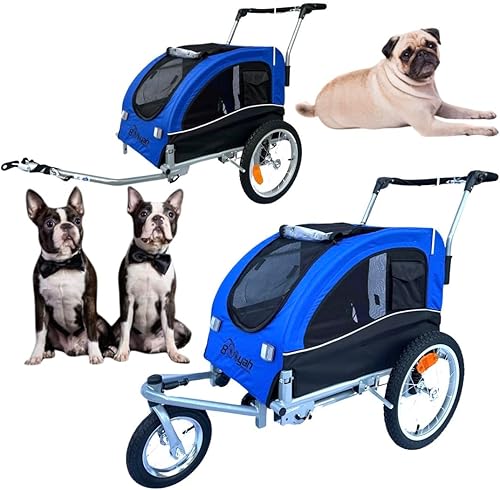 Booyah - Cochecito de perro mediano y remolque de bicicleta para mascotas con suspensión, color negro
