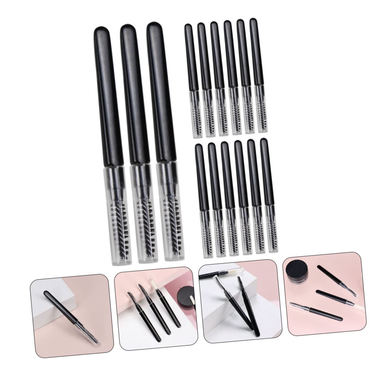 3 Set Di Pennelli Per Sopracciglia in Nylon Con Strumento Per Trucco Multiuso Per Sopracciglia Piccole Attaccatura Dei Pennello Per Ciglia Con Coperchi 20 Pezzi * 3
