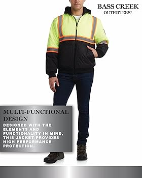 Bass Creek Outfitters Mens High Visibility Jacket - Quilted Hi Vis