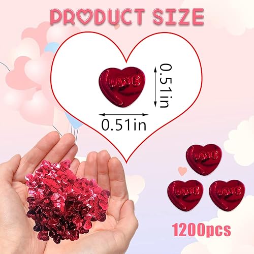 Miniatura 9 de 200 piezas de confeti para el día de San Valentín corazones rojos diamantes confeti con purpurina confeti de papel de San Valentín para boda