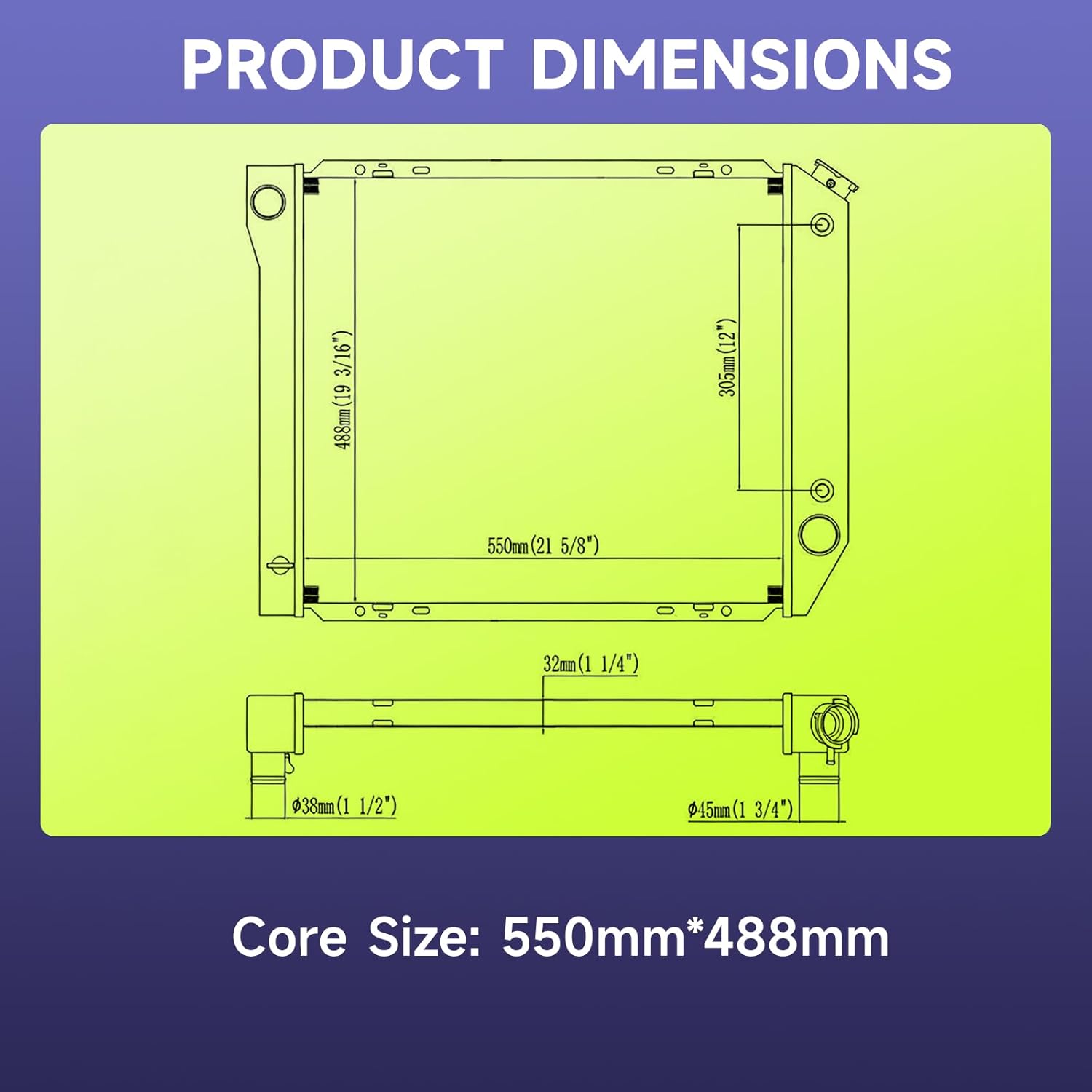 Engine Coolant Radiator with Transmission Oil Cooler Compatible with Ford F-150 4.9L 1980-1984,F-100 4.9L 1980-1983,Bronco 4.9L 1980-1984,F-250 4.9L 1980-1984,F-350 4.9L 1980-1984 Replace CU557
