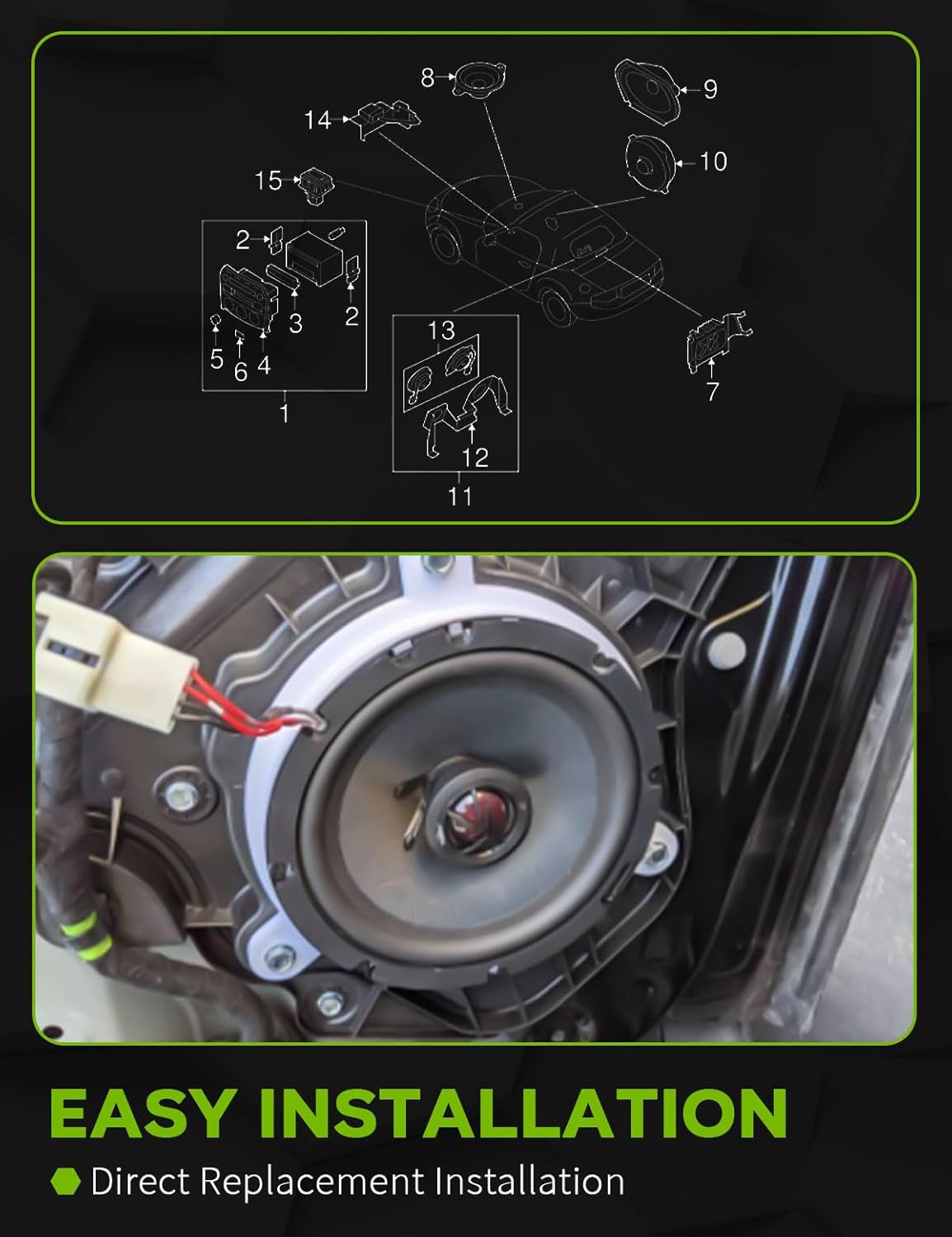 BHN9-66-960 Speakers Fit for Mazda CX-5 2013 2014 2015 2016, for Mazda 3 2014 2015 2016 2017 2018, for Mazda 6 2013 2014 2015 2016 Replace KF01-66-960 Front Door Coaxial Speakers