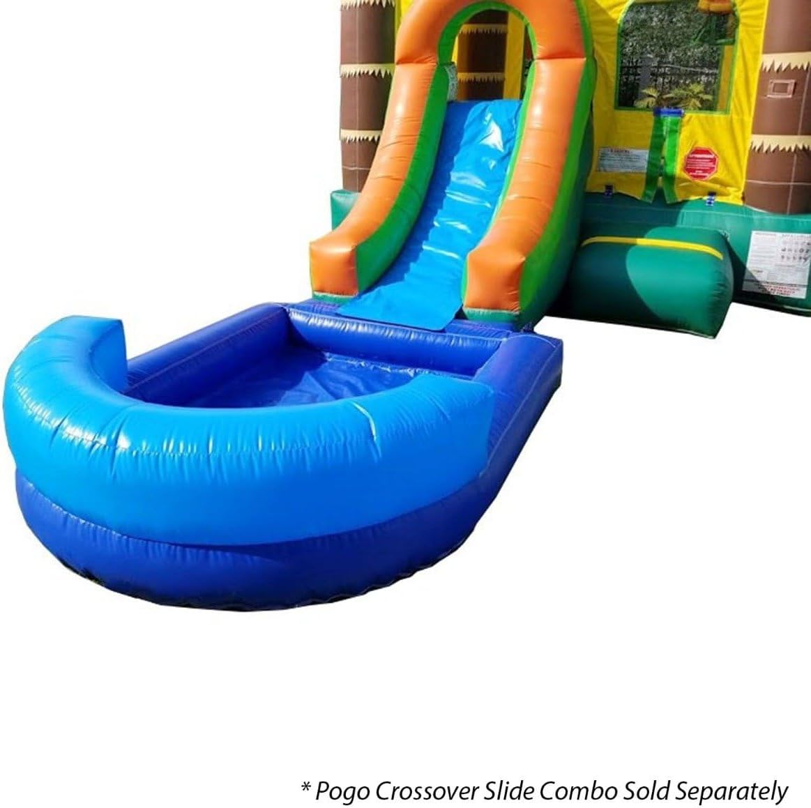 Wet or Dry Blue Pool Attachment for Crossover Combo Units | 8' Foot x 6' Foot | ONLY Compatible with Pogo Crossover Inflatables | for Use with Water or Plastic Ball Pit Balls