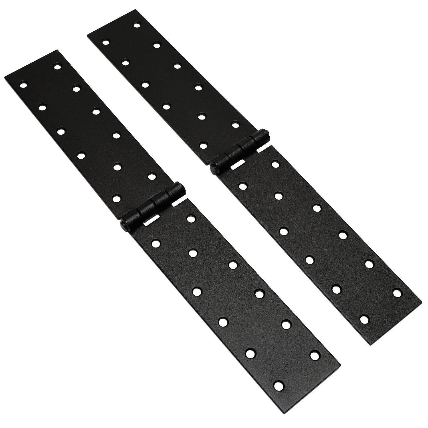 Pack of 2 x 300 mm Backflap Hinge Black, Steel Back Flap Hinges, Weather Resistant, Rust Proof Powder Coating, Strap Hinges Ideal for Indoor or Outdoor Use On Gates, Sheds, Gazebos, Wardrobes, Chests