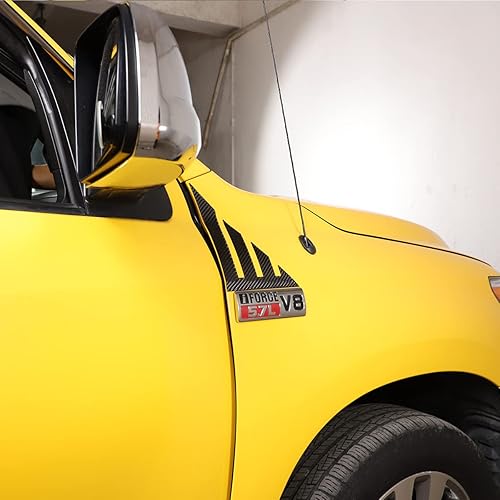 Miniatura 6 de 2 piezas de calcomanías para panel de hojas laterales de automóvil para Toyota Tundra 2007-2013, accesorios de fibra de carbono real, calcomanía