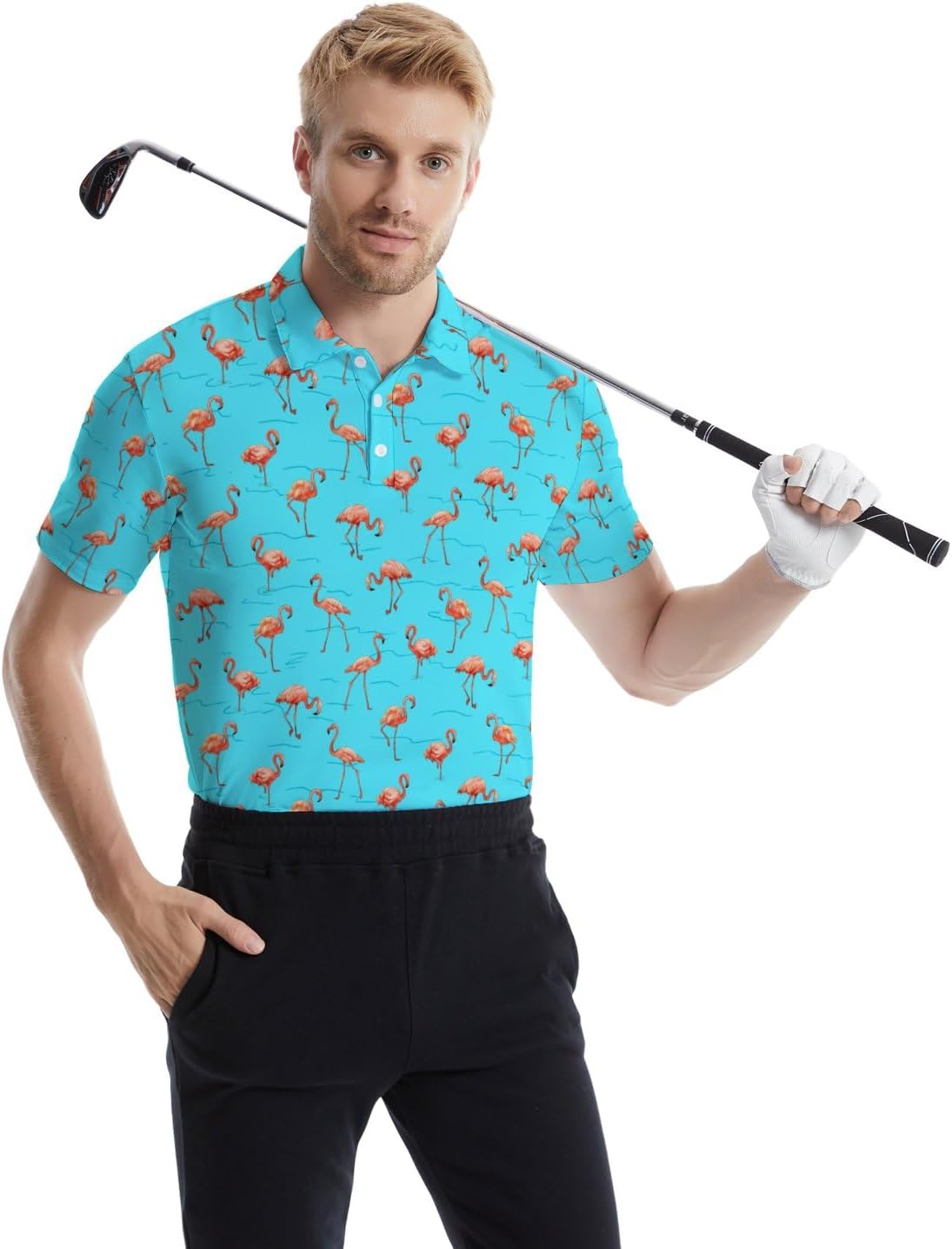 Mens Funny Polo Shirts, Short Sleeve Golf Shirts, Moisture Wicking Quick-Dry Business Casual Shirt for Men