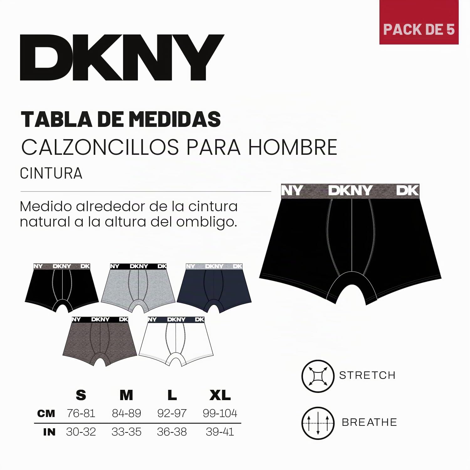 DKNY Portland Bañador Hombre (Pack de 5)