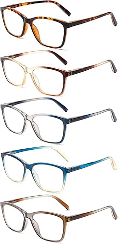 Miniatura 5 de NORPERWIS Gafas de lectura con bisagra de resorte para mujeres y hombres, anteojos cuadrados con bloqueo de luz azul