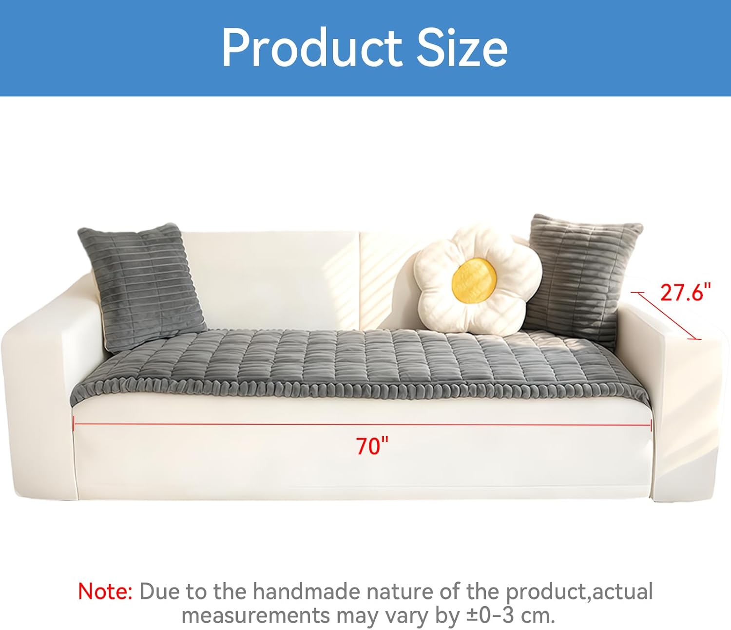 Sofa Covers Washable and Couch Covers for Dogs - Non Slip, Cover Couch Covers for 3 Cushion Couch Sofa Pet Friendly (Dark Grey, 27.6" x 70.9")