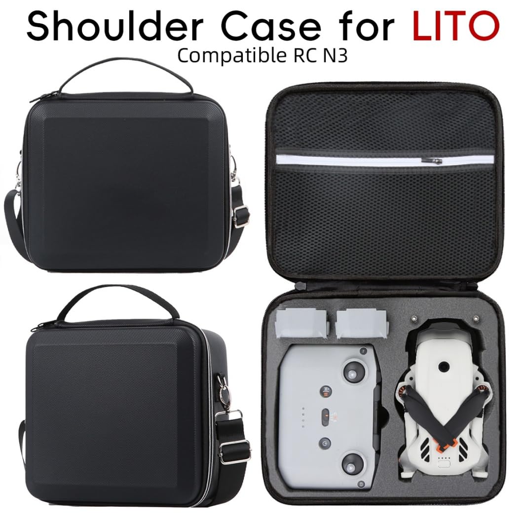 Bolsa de almacenamiento de Viaje para DJI Lito X1/Lito1 Dron Estuche de transporte de Carcasa Dura de PU a prueba de Polvo e Impermeable Caja Protectora Portátil Accesorios para Drones (Black)