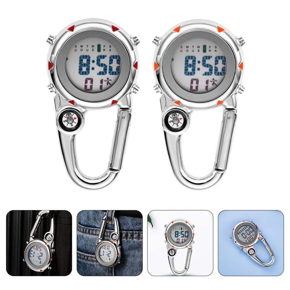 Hemobllo Leuchtende Clip Uhr aus Metall für Outdoor Abenteuer, 2 Stück