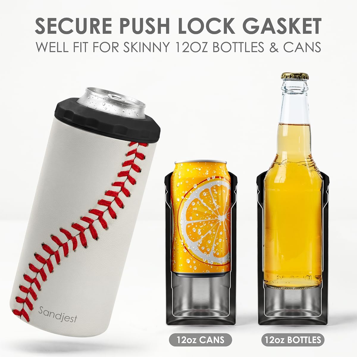 Baseball Can Cooler 12oz - Travel Mug Cups - Stainless Steel Insulated for Men Women Players - Tumbler Cans Koozie, Sport Gift for Fan Coach Lovers
