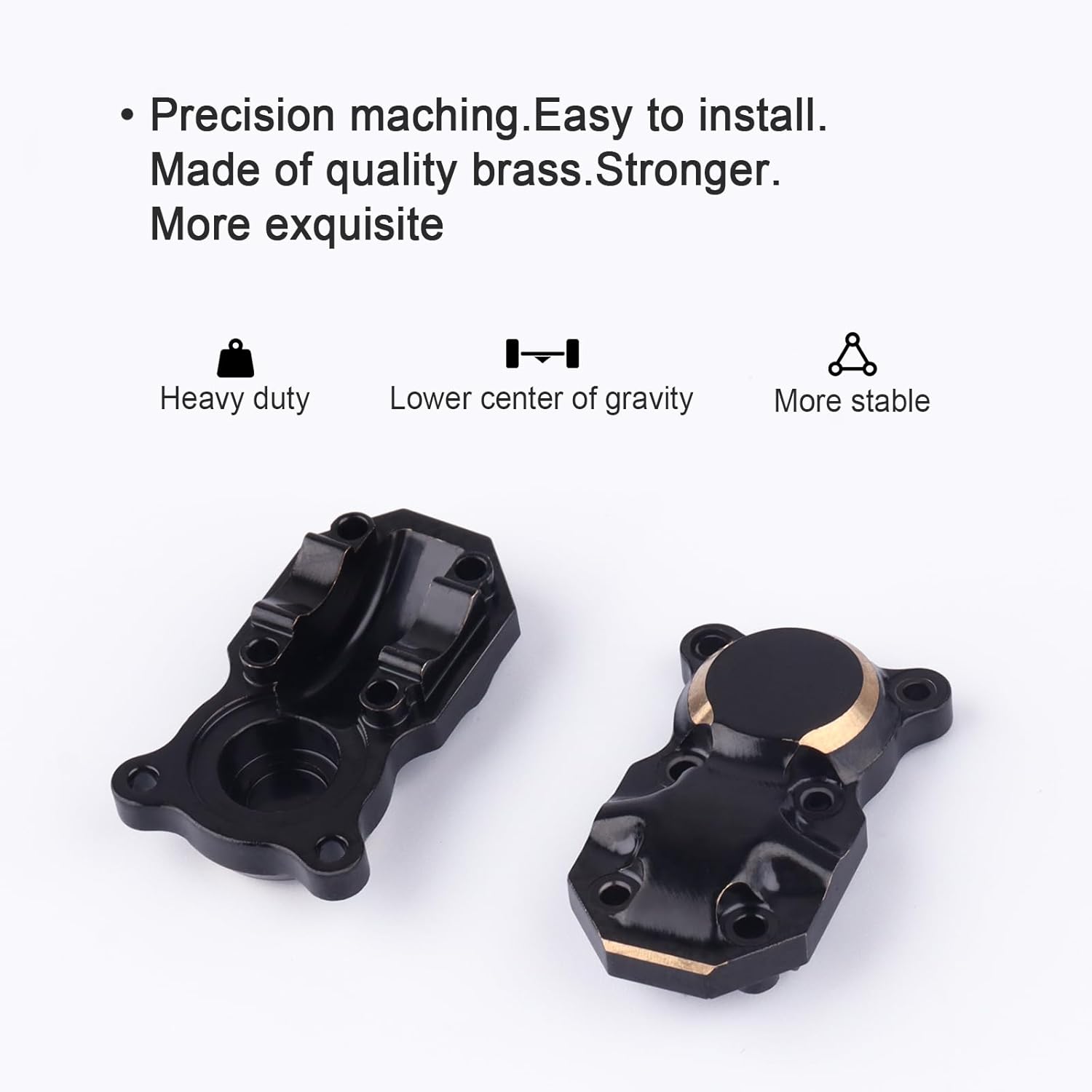 Brass Diff Cover Front Rear Axles Housing Cover Heavy Duty for Axial SCX24 Deadbolt Gladiator Bronco C10 JLU 1/24 RC Crawler Car Upgrades