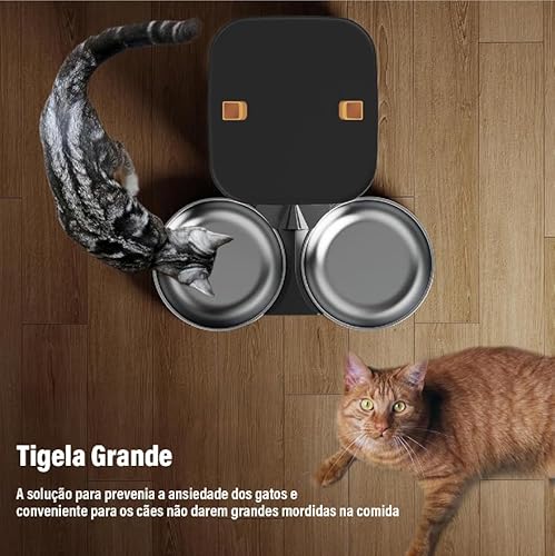 8L Alimentador Automatico Pet, Tuya WiFi Duplo Alimentador Automatico Gatos, Fácil de Programar Pequ