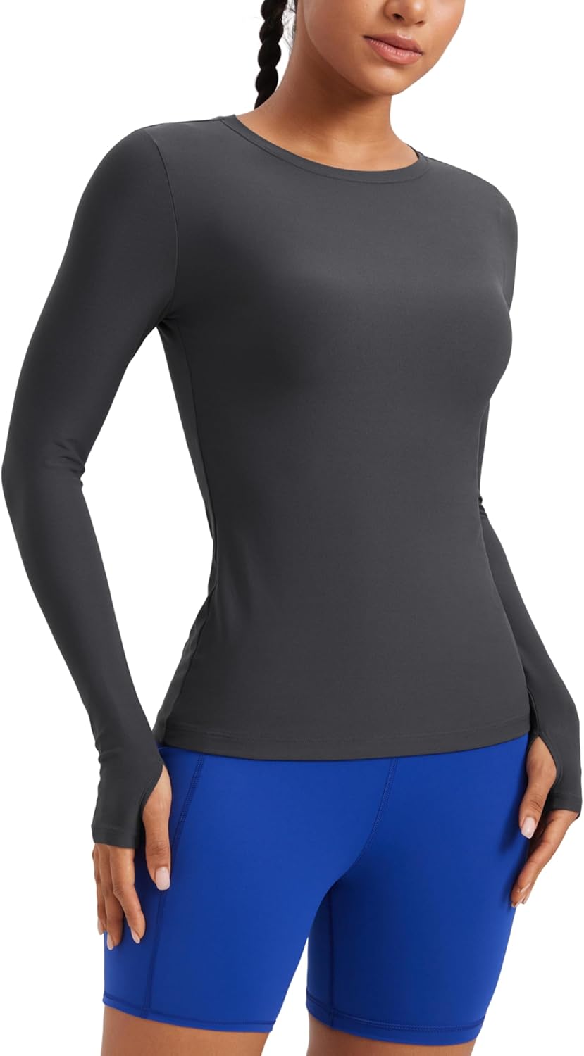 CRZ YOGA Womens Cloudweight Long Sleeve Workout Tops Lightweight Athletic Basic Shirts Soft Casual T-Shirt with Thumb Hole