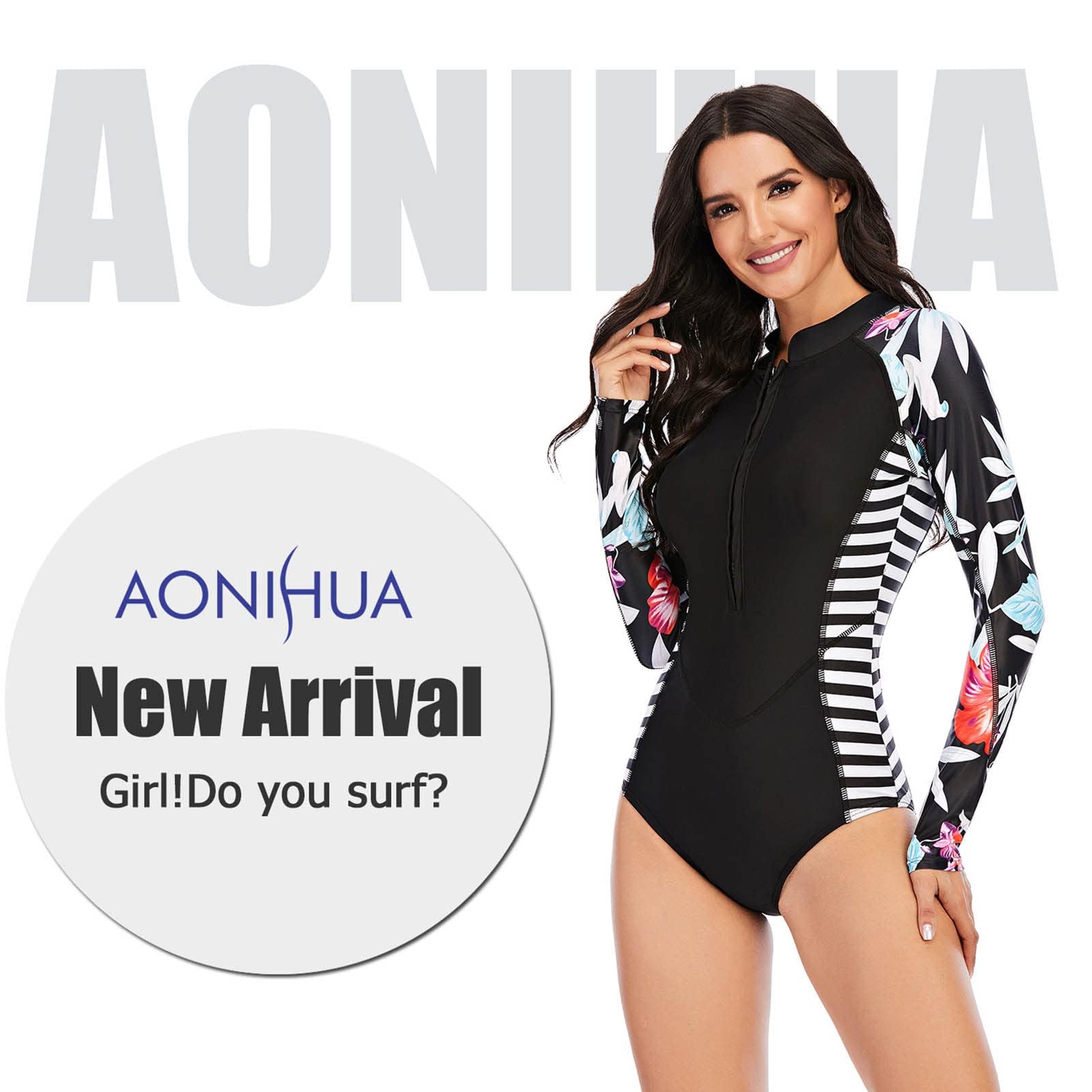 Alomejor Traje de Neopreno de una Pieza para Mujer, Traje de Neopreno Corto de Manga Larga para Mantener el Calor, Cremallera Frontal, Negro, Buceo, Natación, Buceo