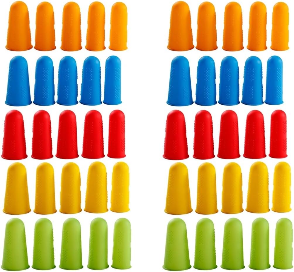 Healifty 2sets Silicone Finger Protector High Temp Resistance for Cooking 25pcs*2 Random Color