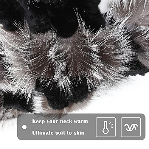 Women Real Fur Scarf Winter Fluffy Warm Luxury Long Shawl Fox Fur and Rabbit Fur Scarves Neck Warmer3