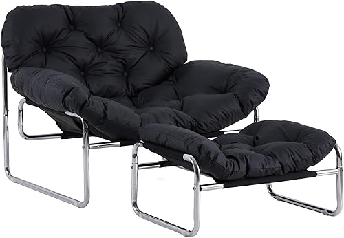 Sillas de muebles para adolescentes, sillas de dormitorio con otomana, cómoda silla de descanso, silla Lazy Boy, color negro