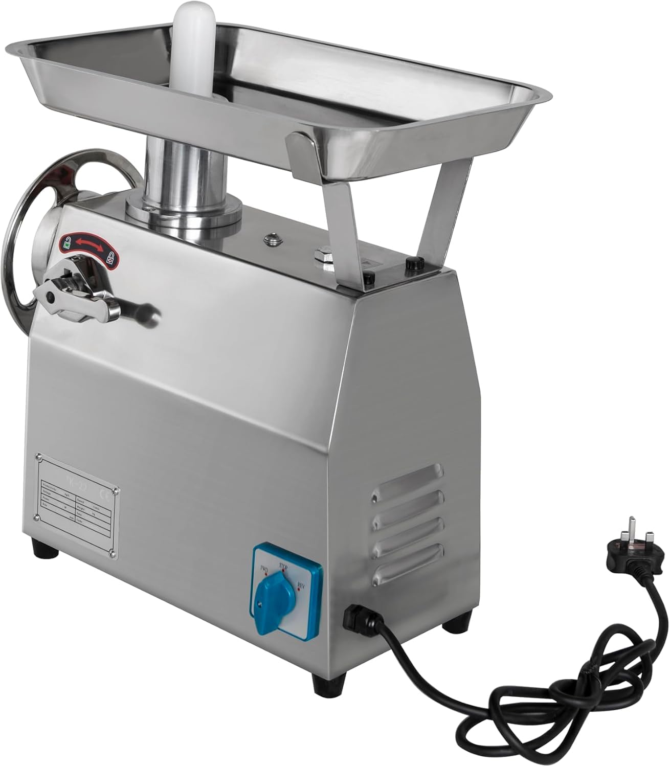 Picadora de carne eléctrica de acero inoxidable de 350 kg/h para uso doméstico y comercial con boquillas