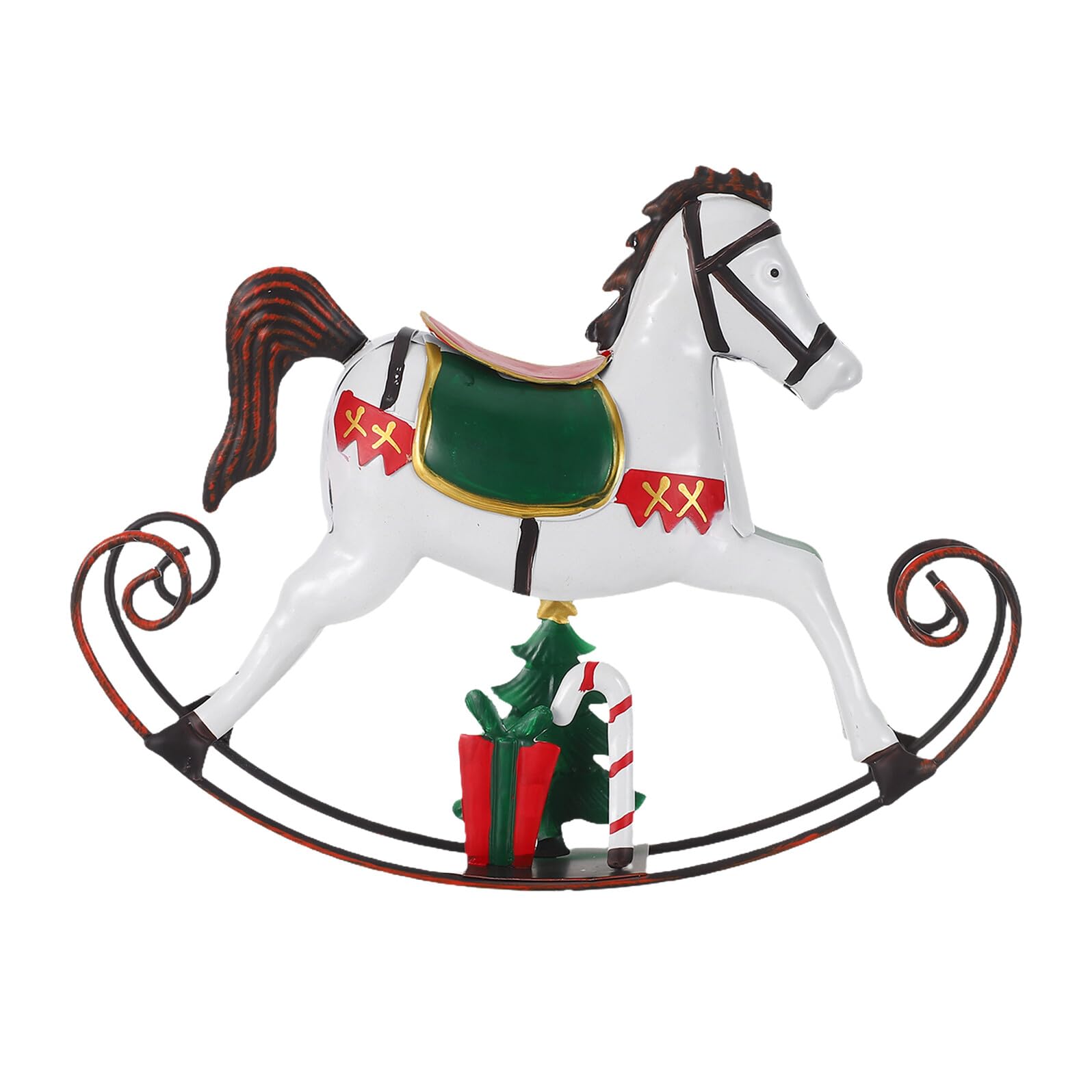 Cheval à bascule de Noël en métal, la statue stable pour cheminée et table encombrée