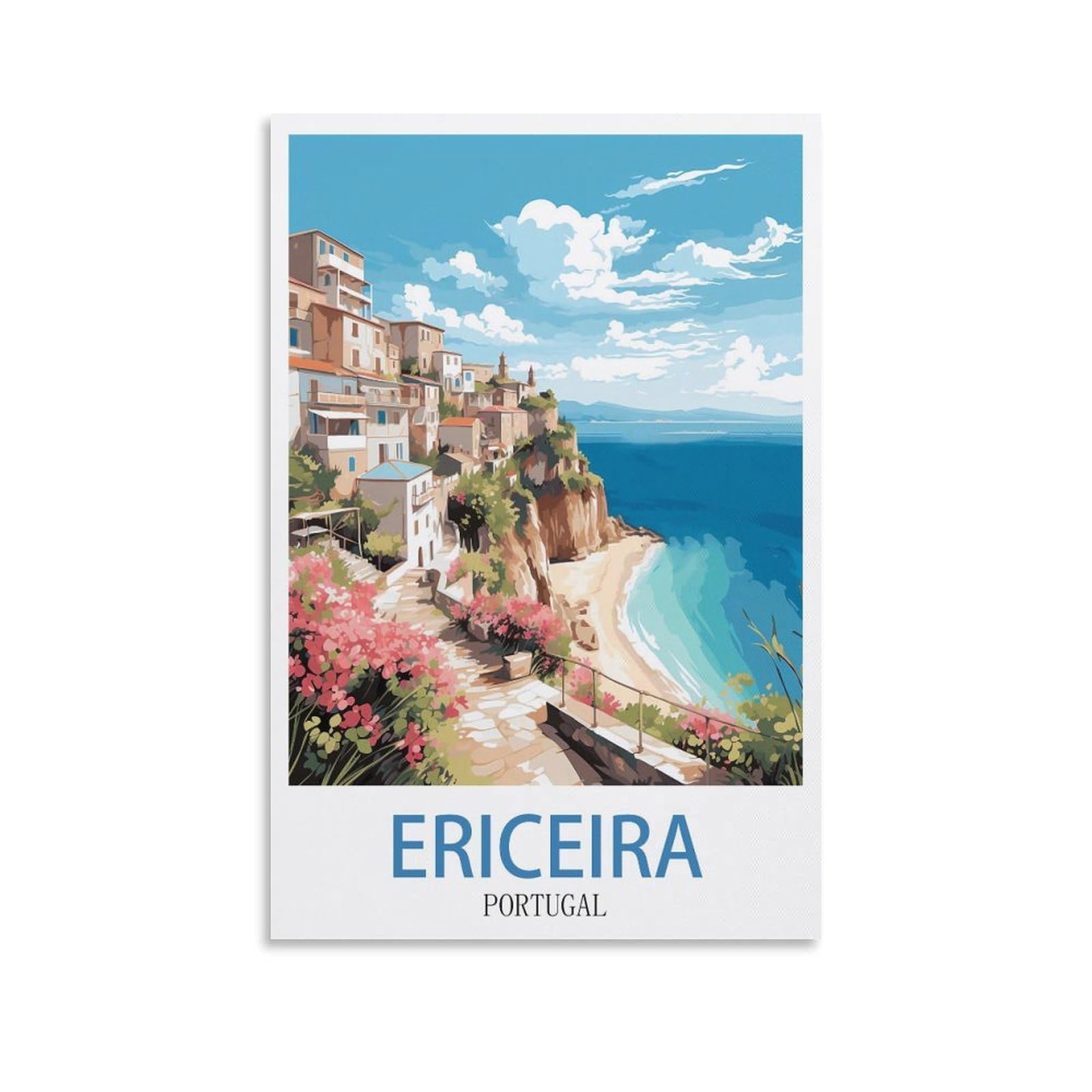EZMLFA 5D Diamond Art Kits for Beginner,Ericeira Portugal Coast,Diamond Art Kits Gem Cross Stitch Easy Kits for Beginner Crystal Art Crafts Home Wall Decor 50x60cm