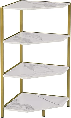 VECELO Estantería esquinera de 4 niveles, estantería de pie, estante de almacenamiento, soporte para plantas de 31 pulgadas para oficina en casa,